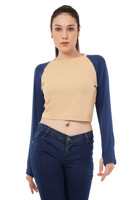 The Raglan Crop | Two-Tone Baseball Top