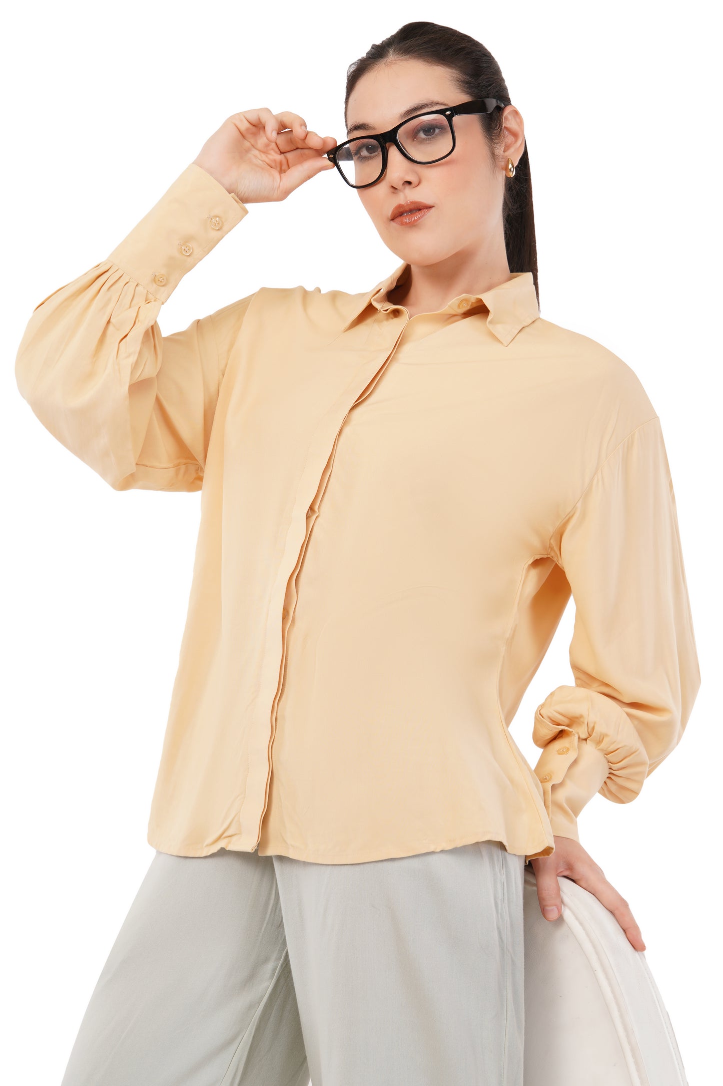 The Honeygold Top | Gathered Sleeve Shirt