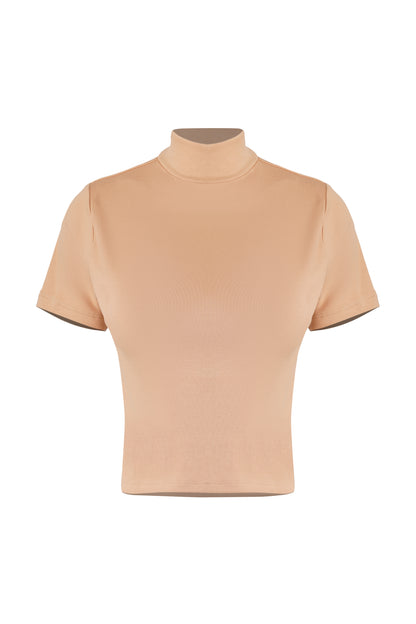 The Caramel Mock Crop | Short Sleeve Turtleneck