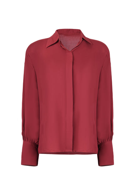 The Raspberry Balloon Shirt | Gathered Cuff Shirt