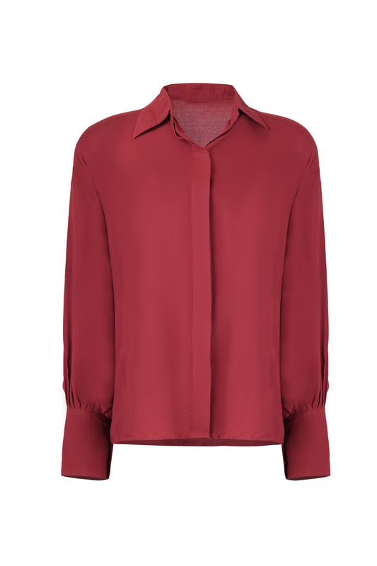 The Raspberry Balloon Shirt | Gathered Cuff Shirt