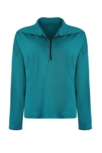 The Peacock Half-Zip | Long Sleeve Bamboo Pullover