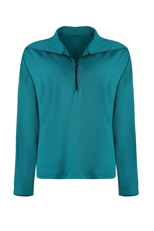 The Peacock Half-Zip | Long Sleeve Bamboo Pullover