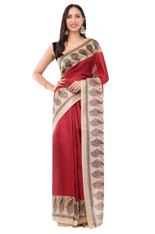 Crimson Elegance - The Heritage Ensemble Saree