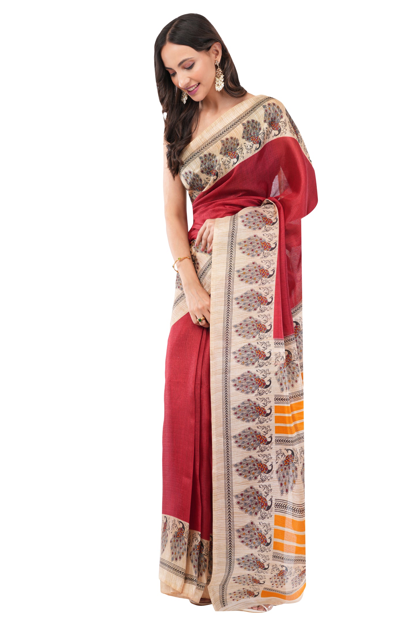 Crimson Elegance - The Heritage Ensemble Saree