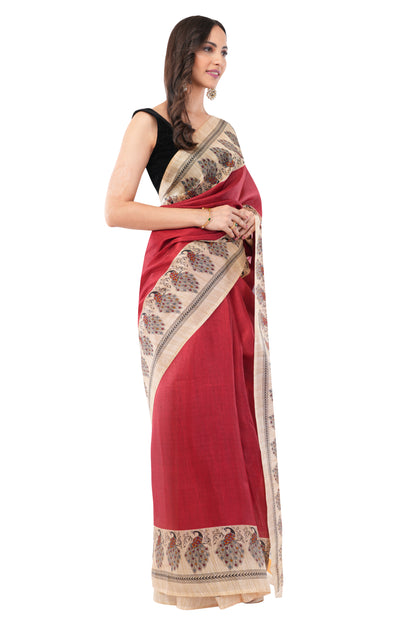 Crimson Elegance - The Heritage Ensemble Saree