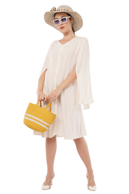 The Ivory Serenity Tunic | Long Sleeve Button Dress