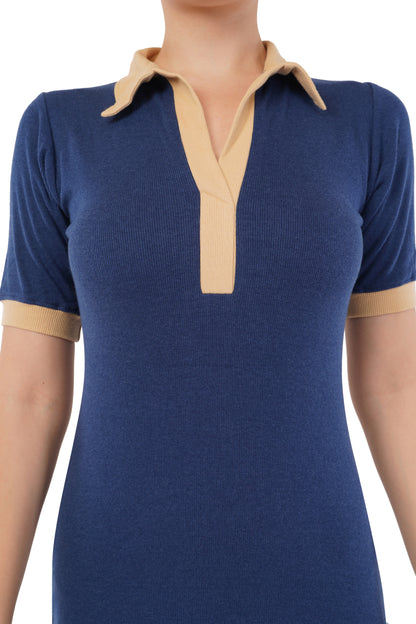 The Sapphire Contrast Dress | Navy Honeygold Polo