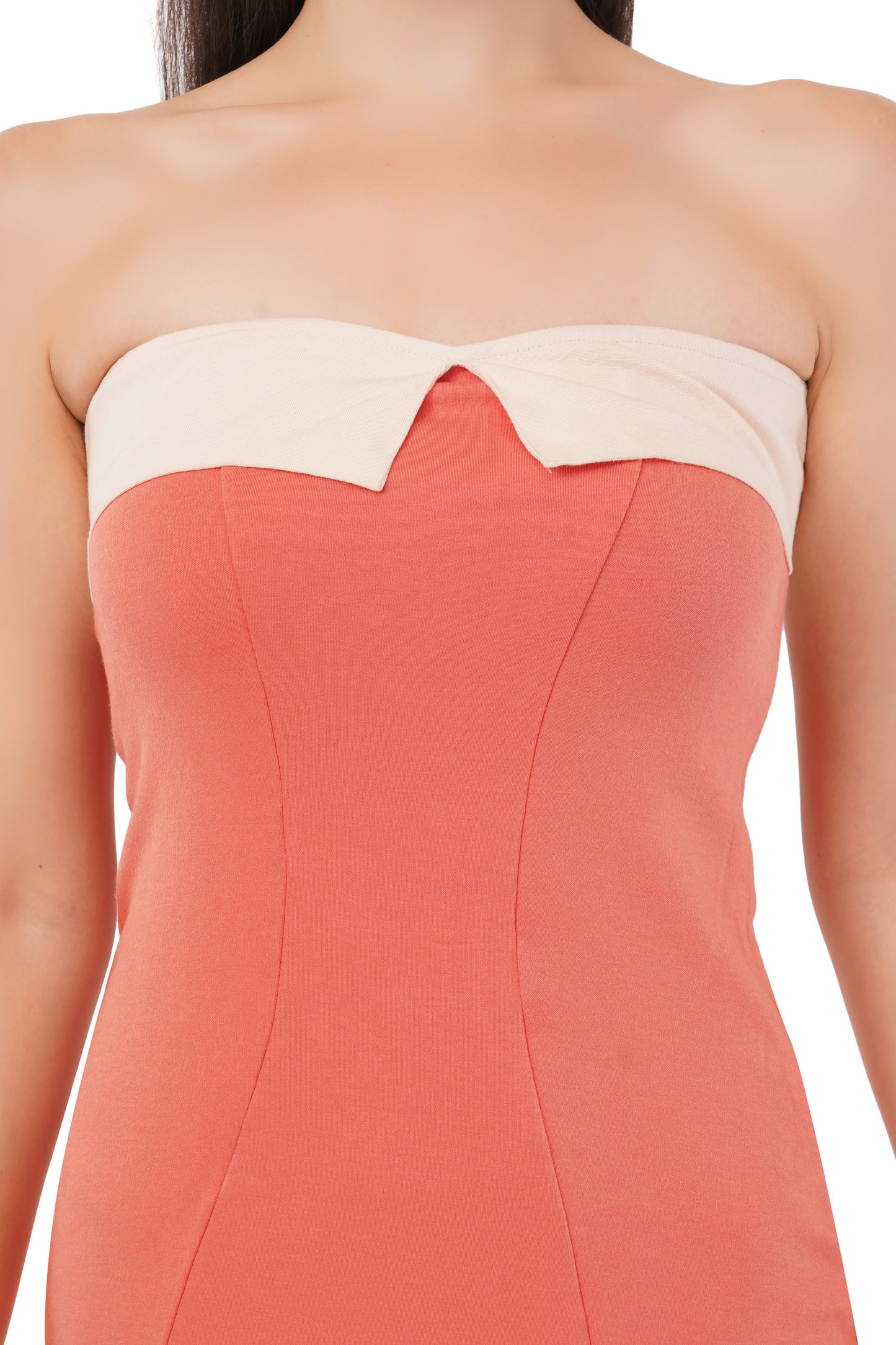 The Coral Colorblock Tube | Strapless Two-Tone Dress