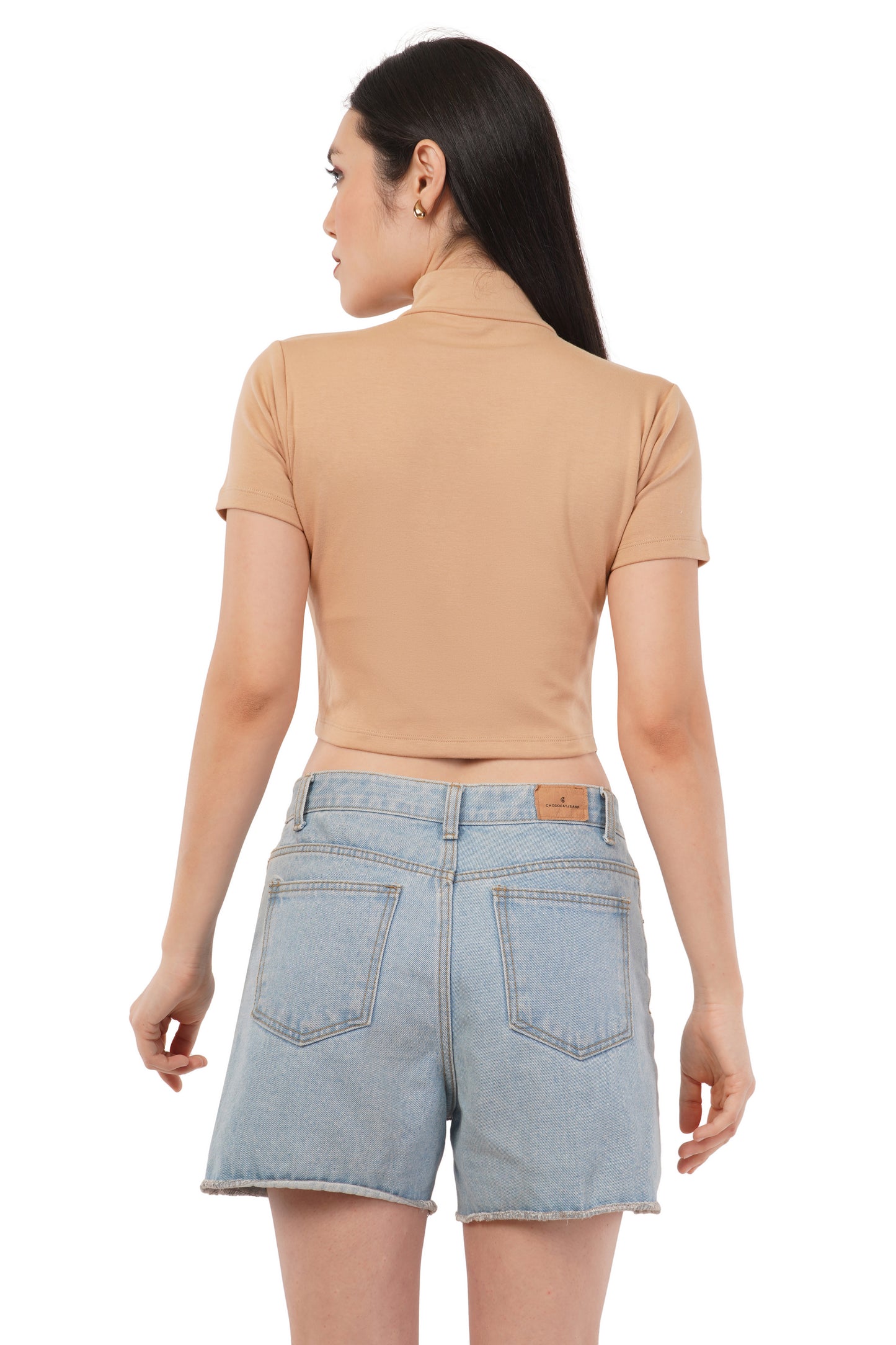 The Caramel Mock Crop | Short Sleeve Turtleneck