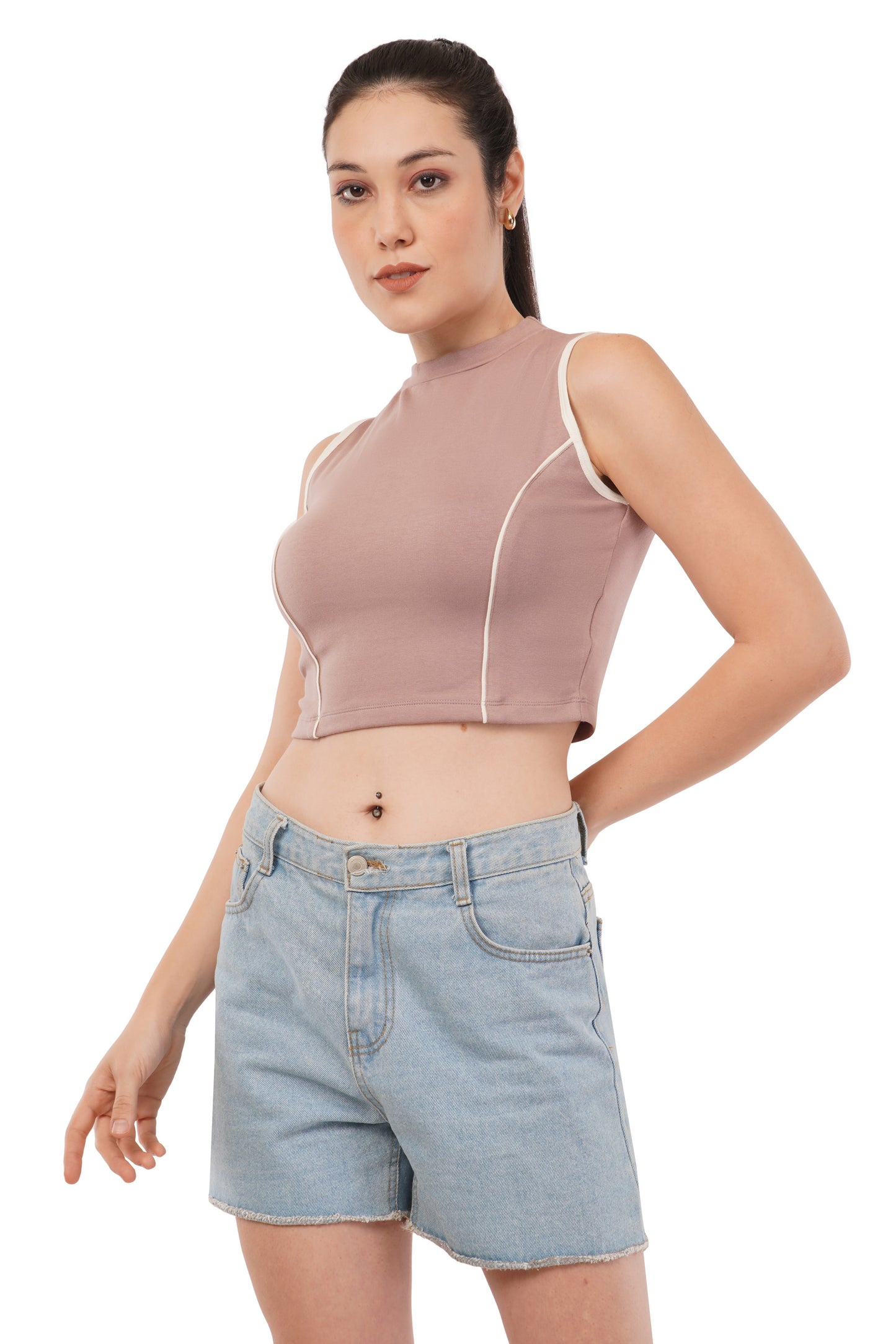 The Blush Athletic Tank | Contrast Trim Crop