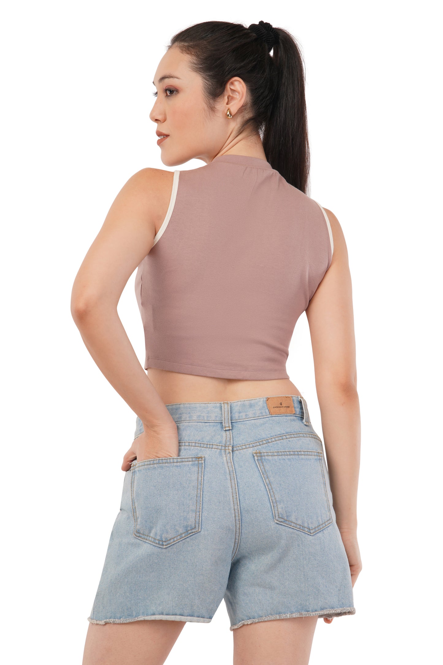 The Blush Athletic Tank | Contrast Trim Crop