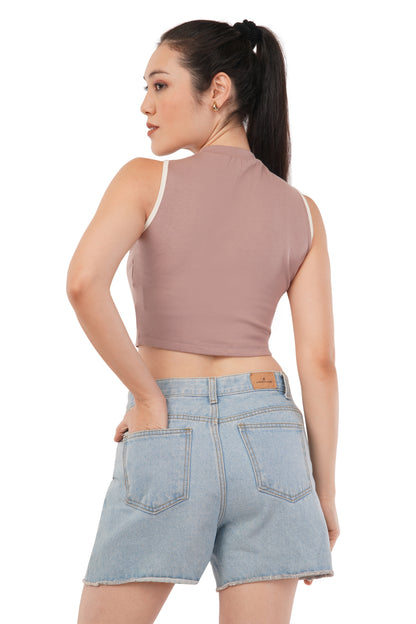 The Blush Athletic Tank | Contrast Trim Crop