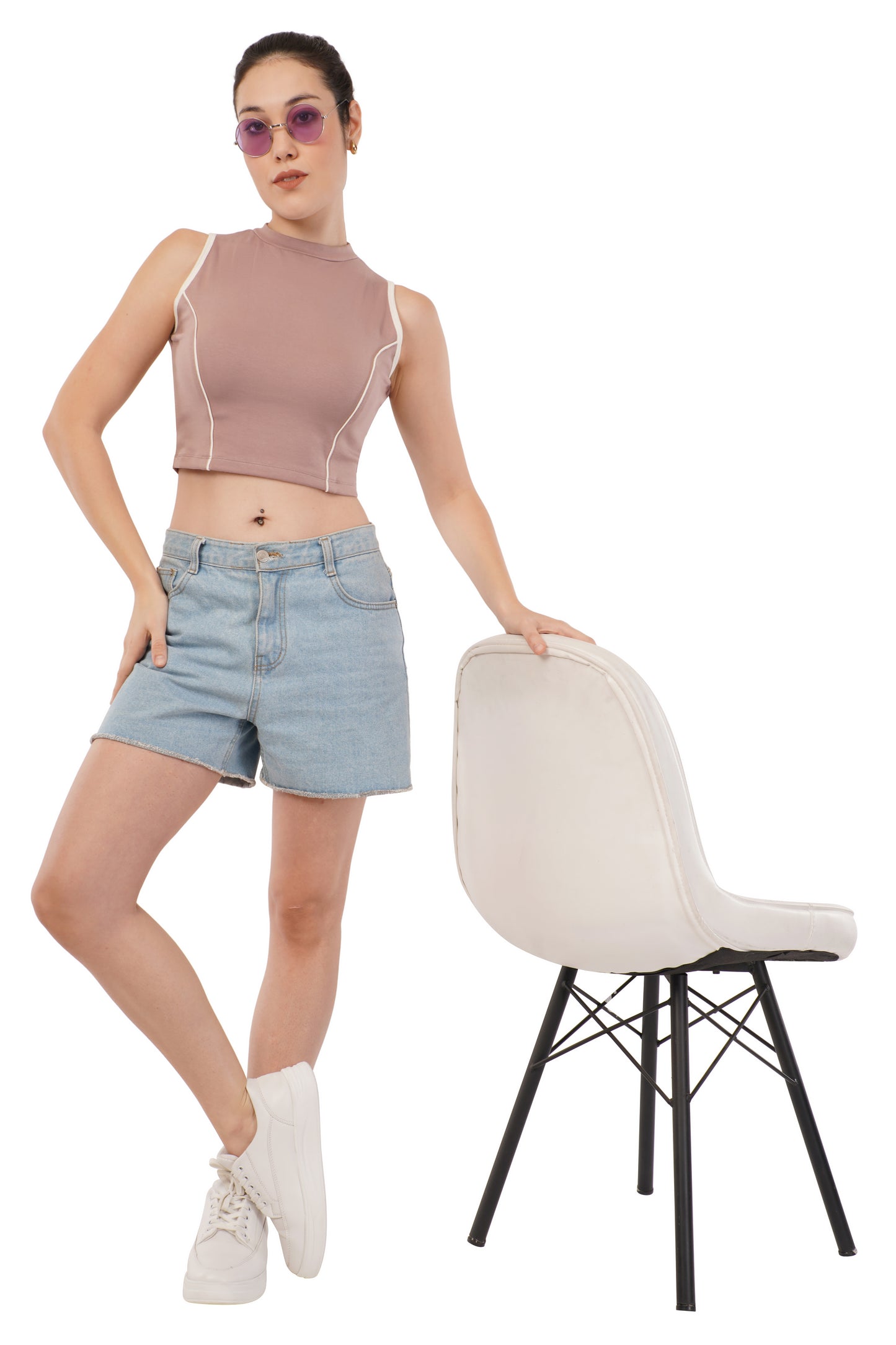 The Blush Athletic Tank | Contrast Trim Crop