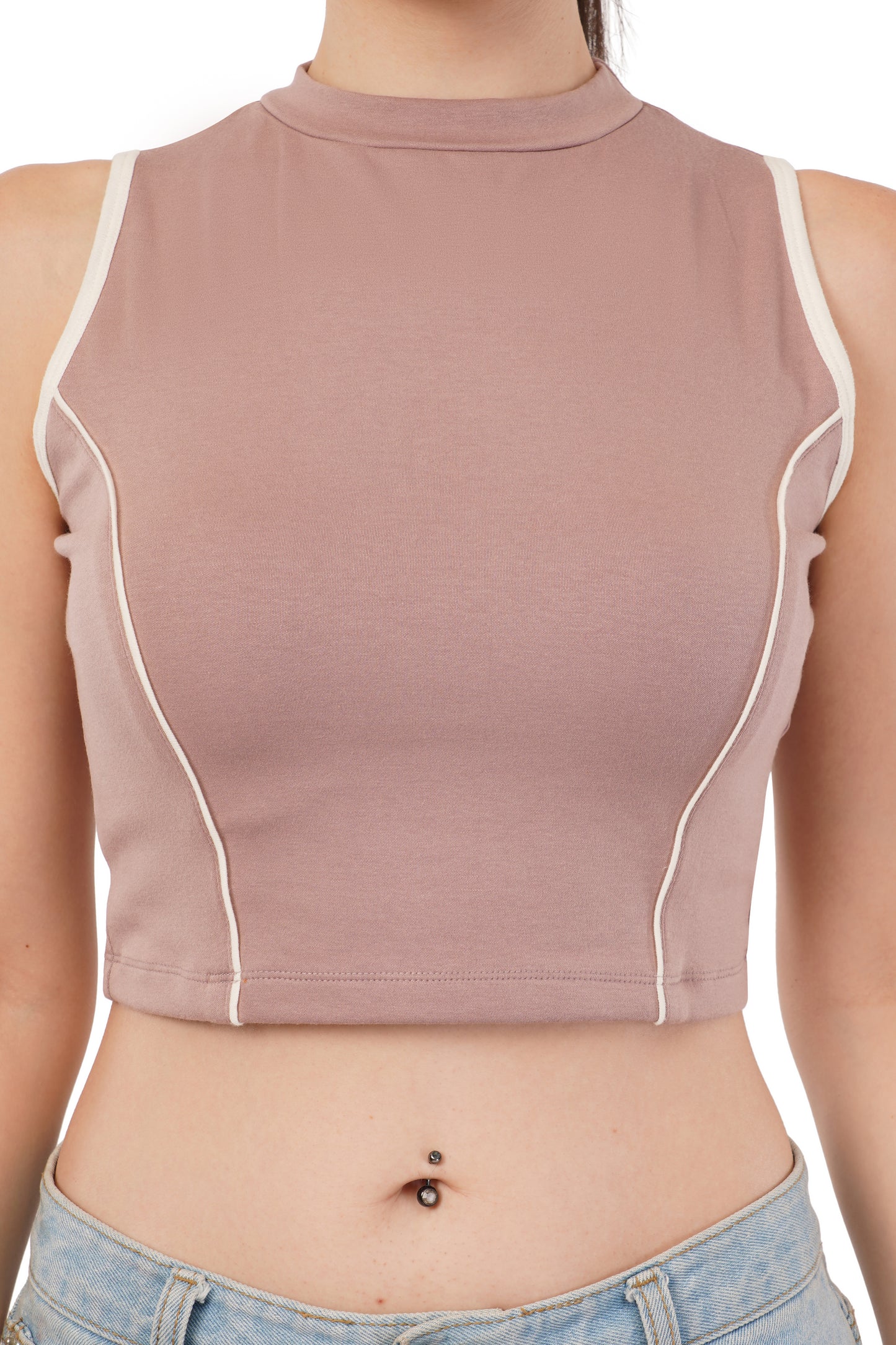 The Blush Athletic Tank | Contrast Trim Crop