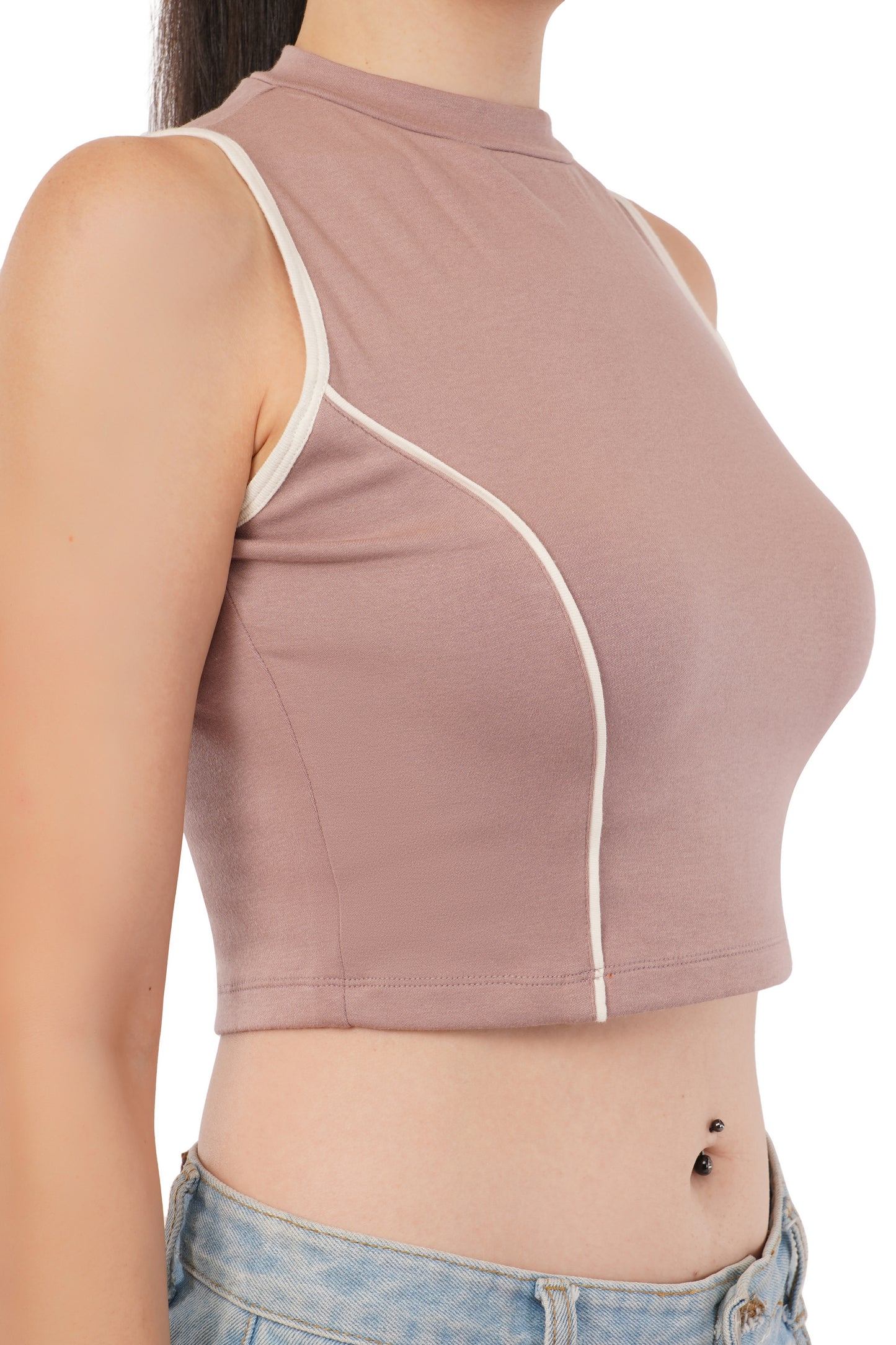 The Blush Athletic Tank | Contrast Trim Crop