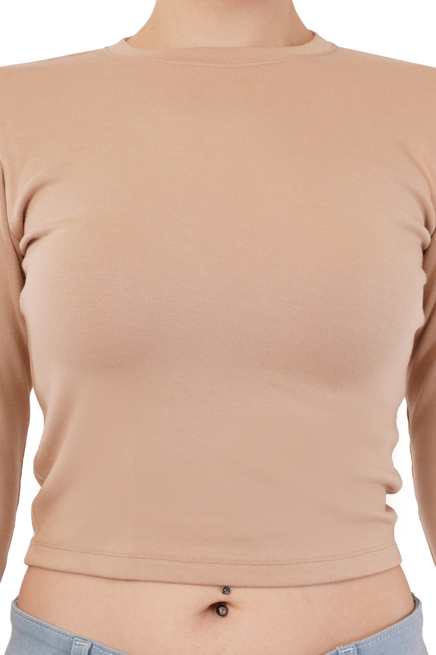 The Nude Perfection Crop | Long Sleeve Fitted Top