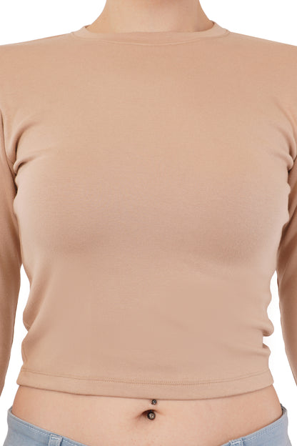 The Nude Perfection Crop | Long Sleeve Fitted Top