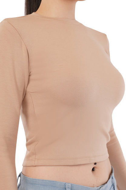 The Nude Perfection Crop | Long Sleeve Fitted Top