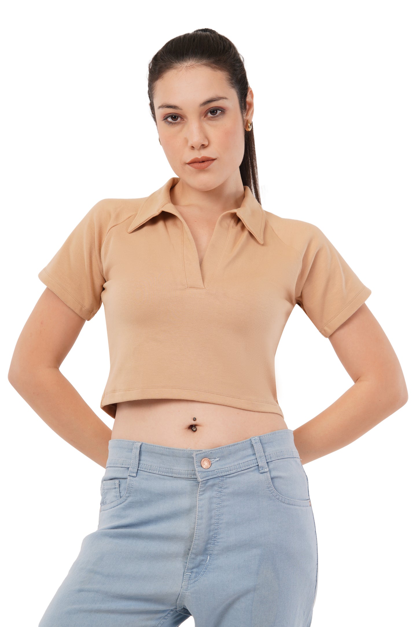 The Peach Collar Crop | Short Sleeve Bamboo Polo