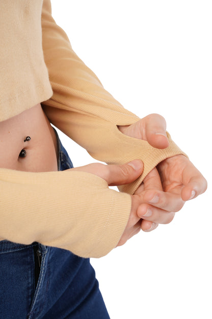 The Honeygold Polo Crop | Navy Contrast Top