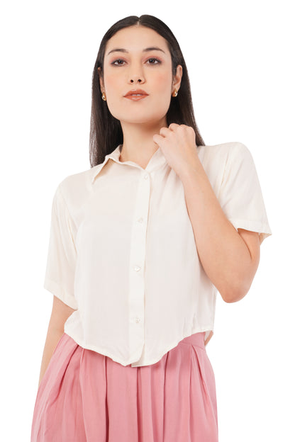 The Pearl Point Shirt | Short Sleeve Bamboo Blouse