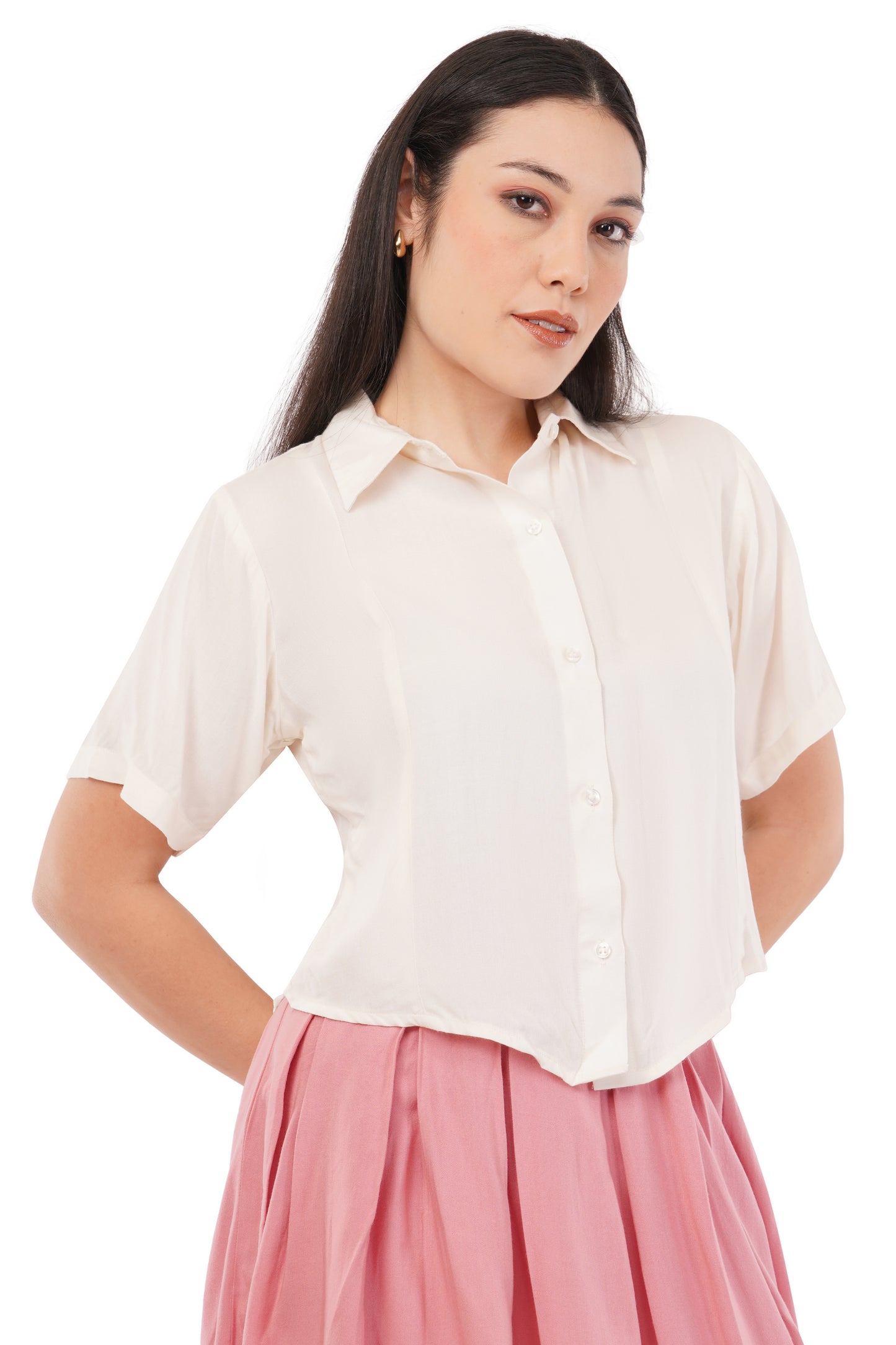The Pearl Point Shirt | Short Sleeve Bamboo Blouse