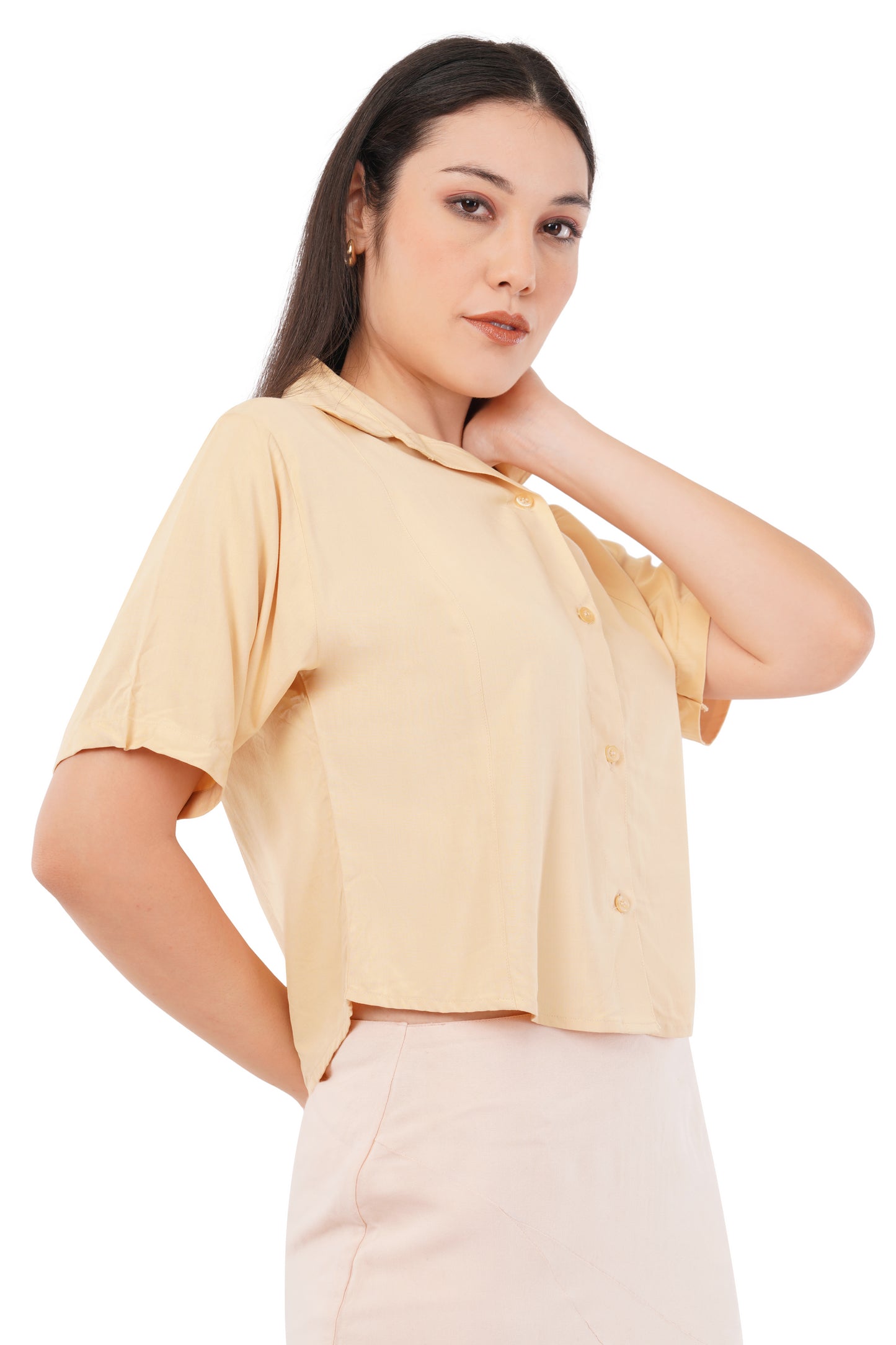 The Honeygold Button Shirt | Short Sleeve Bamboo Blouse