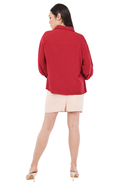 The Raspberry Balloon Shirt | Gathered Cuff Shirt