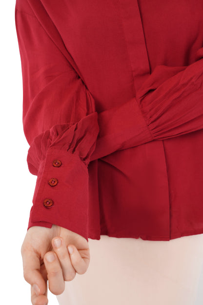 The Raspberry Balloon Shirt | Gathered Cuff Shirt