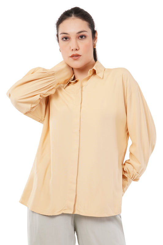 The Honeygold Top | Gathered Sleeve Shirt