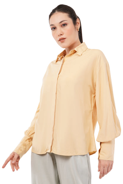 The Honeygold Top | Gathered Sleeve Shirt