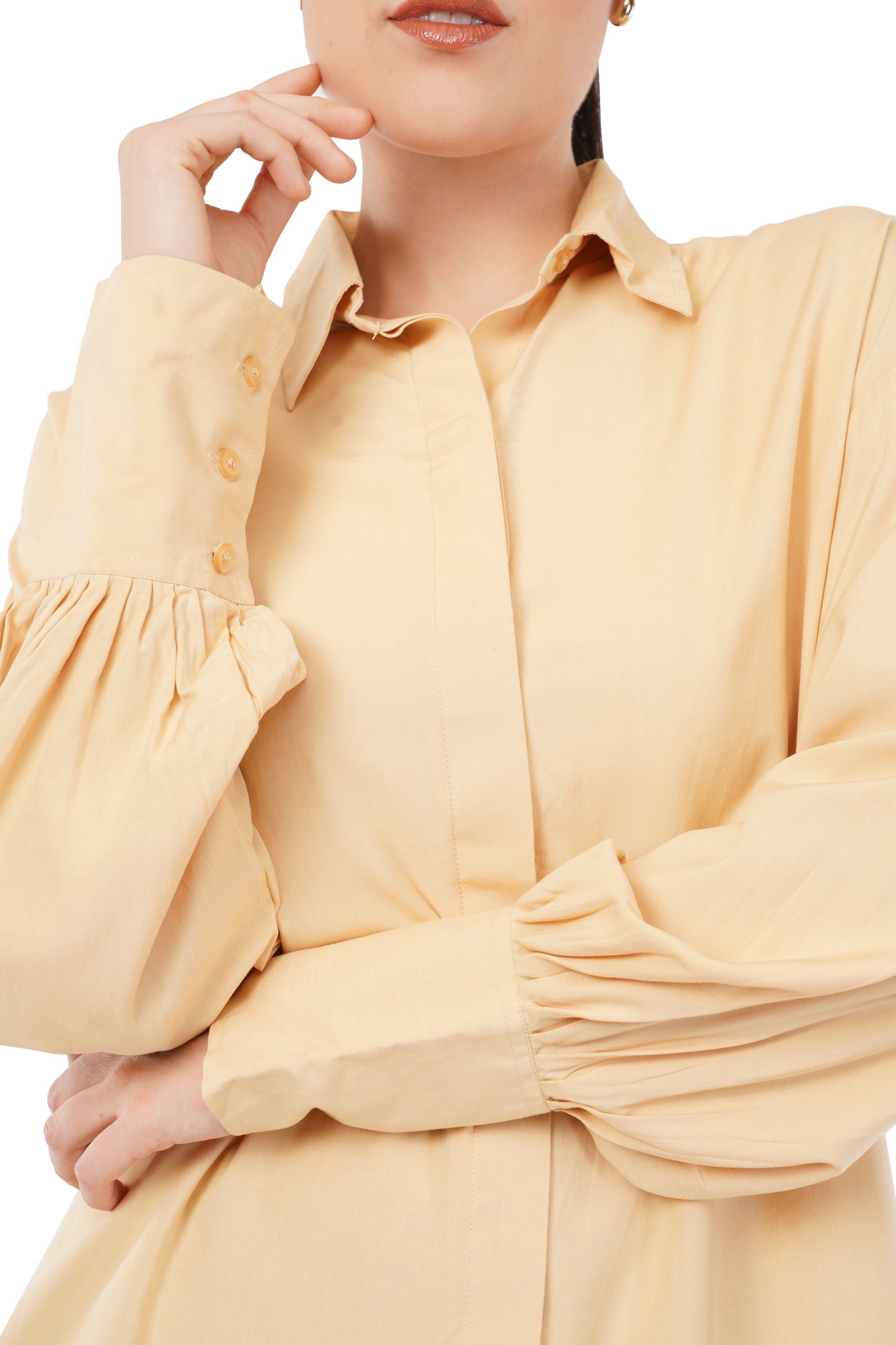 The Honeygold Top | Gathered Sleeve Shirt