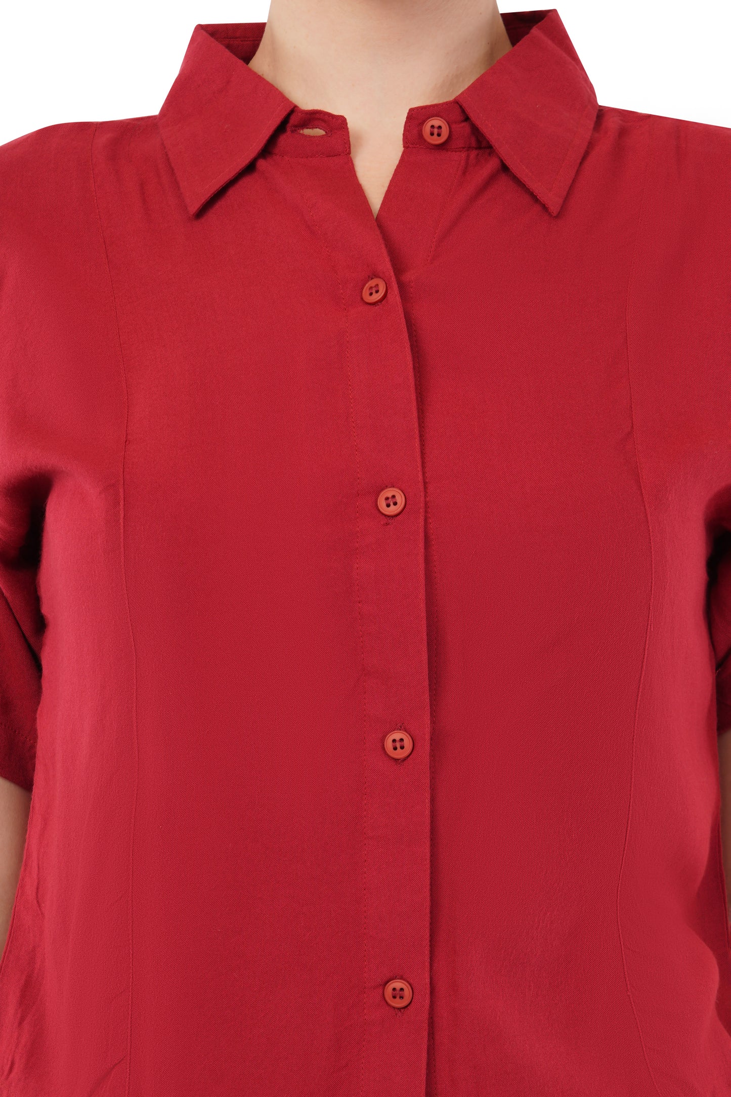 The Burgundy Classic Shirt | Short Sleeve Button Blouse