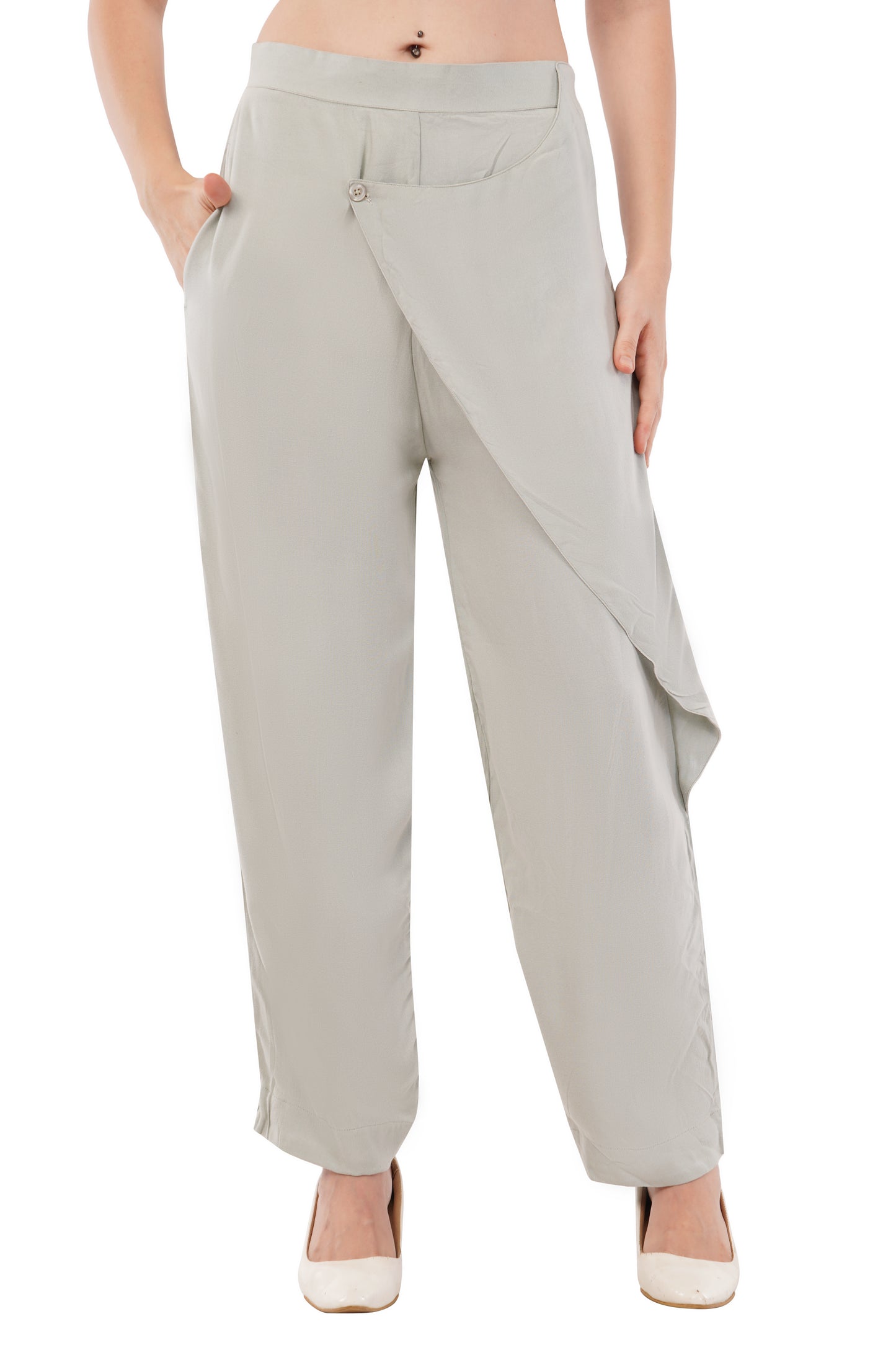 The Marlowe Wrap Trousers | Sage Wide-Leg