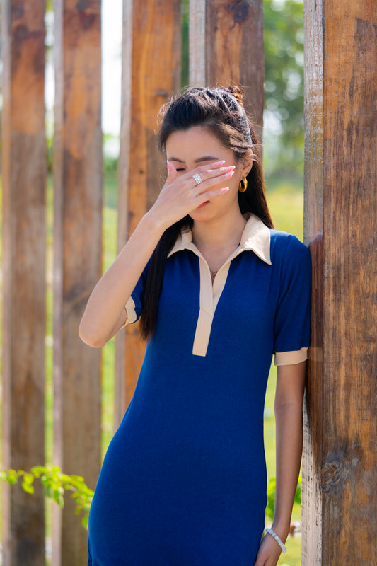 The Sapphire Contrast Dress | Navy Honeygold Polo