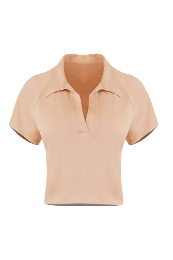 The Peach Collar Crop | Short Sleeve Bamboo Polo