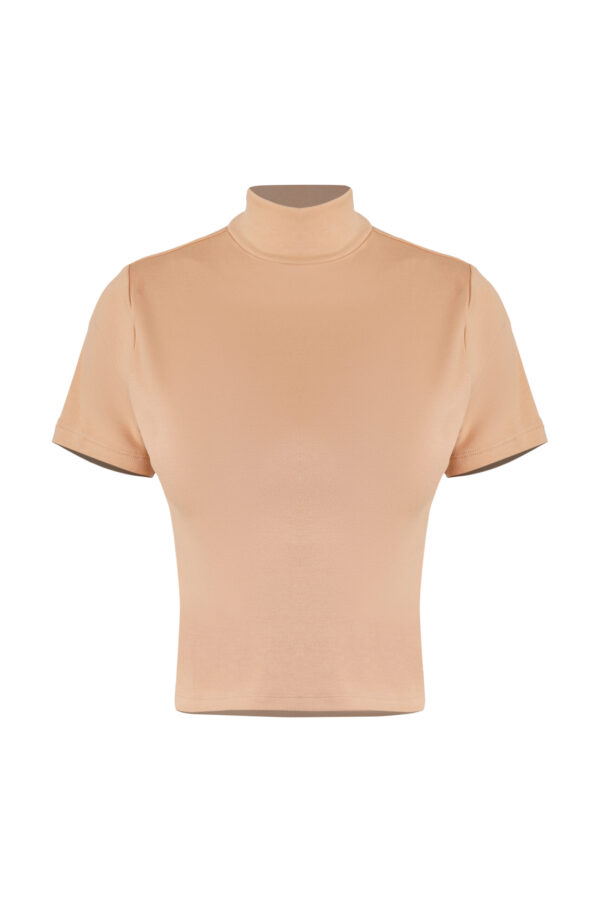 The Caramel Mock Crop | Short Sleeve Turtleneck