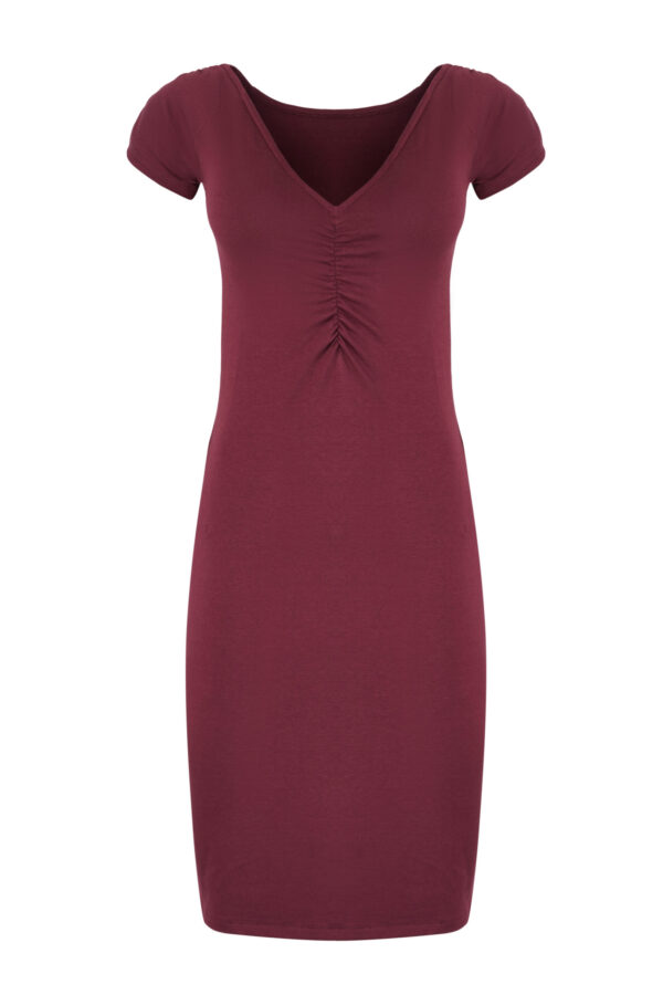 The Wine Ruched Mini | Cap Sleeve Bodycon Dress