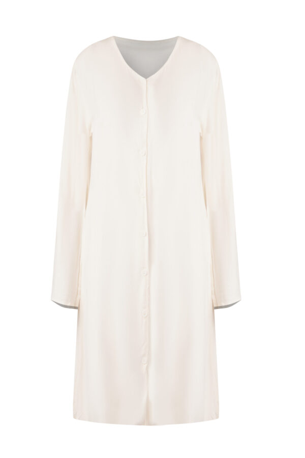 The Ivory Serenity Tunic | Long Sleeve Button Dress