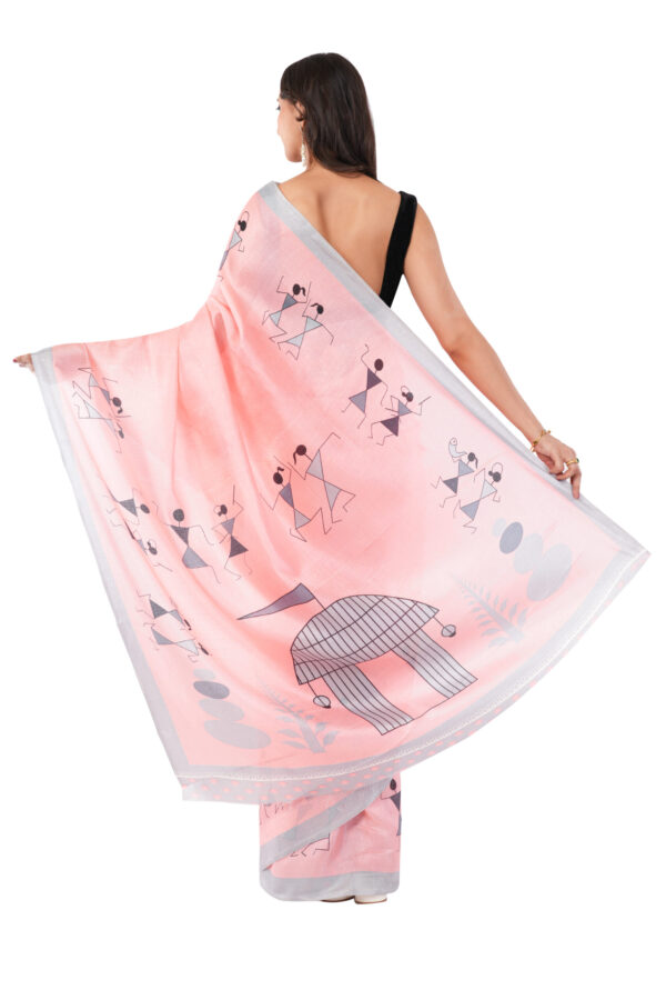 Blush Pink Bamboo-Silk Saree