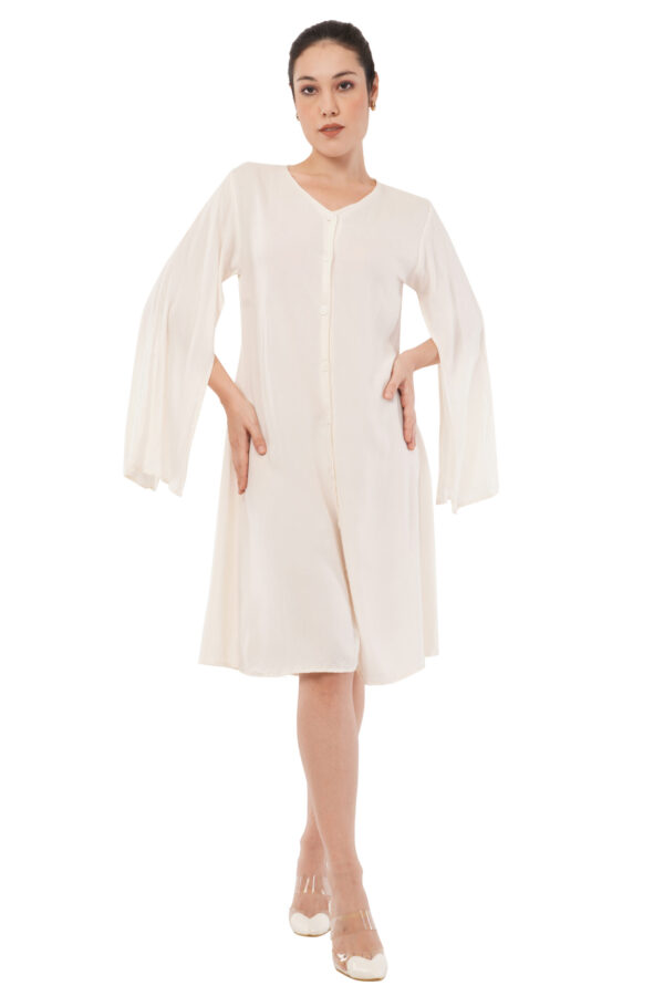 The Ivory Serenity Tunic | Long Sleeve Button Dress