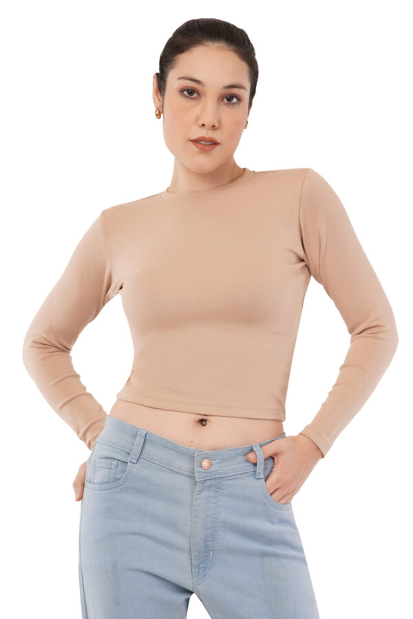 The Nude Perfection Crop | Long Sleeve Fitted Top