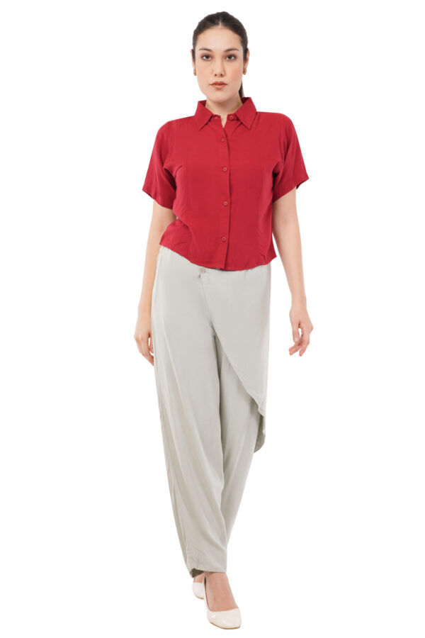 The Burgundy Classic Shirt | Short Sleeve Button Blouse